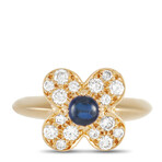 Van Cleef & Arpels // Trifle 18K Yellow Gold Diamond + Blue Sapphire Ring // Ring Size: 5.5 // Estate