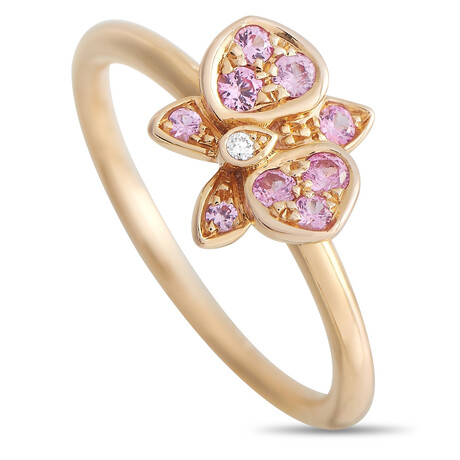 Cartier // Caresse D'Orchidees 18K Yellow Gold Pink Sapphire Ring // Ring Size: 5 // Estate