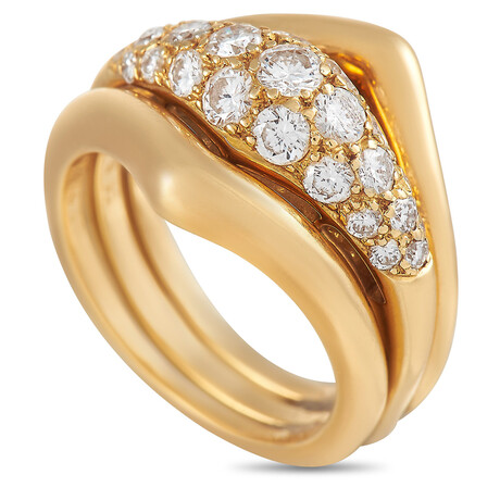 Van Cleef & Arpels // 18K Yellow Gold Diamond Ring Stack // Ring Size: 5.25 // Estate