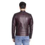 Lark Genuine Leather Jacket // Claret Red (4XL)