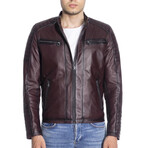 Lark Genuine Leather Jacket // Claret Red (2XL)