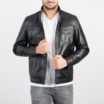 Evan Genuine Leather Jacket // Black (4XL)