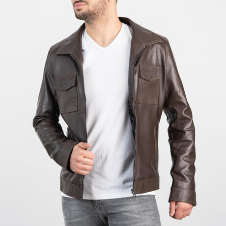 Burke Genuine Leather Jacket // Brown (XS)