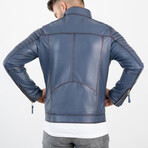 Ryder Genuine Leather Jacket // Blue (L)