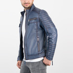 Ryder Genuine Leather Jacket // Blue (XS)
