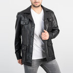 Aaron Genuine Leather Jacket // Black (4XL)