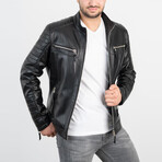 Ryder Genuine Leather Jacket // Black (4XL)