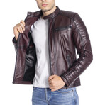 Lark Genuine Leather Jacket // Claret Red (3XL)