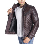 Ellis Genuine Leather Jacket // Claret Red (4XL)