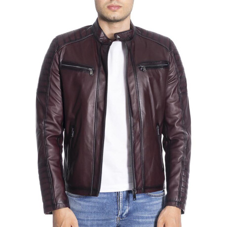 Lark Genuine Leather Jacket // Claret Red (XS)
