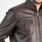 Evan Genuine Leather Jacket // Brown (XL)