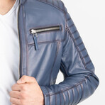 Ryder Genuine Leather Jacket // Blue (4XL)
