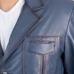 Finn Genuine Leather Jacket // Blue (XS)