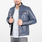 Ryder Genuine Leather Jacket // Blue (XS)