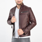 Ryder Genuine Leather Jacket // Claret Red (4XL)