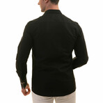 Reversible French Cuff Dress Shirt // Black + Tan Contrast Pattern (M)