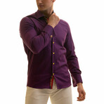 Reversible French Cuff Dress Shirt // Purple Paisley Print (L)