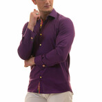 Reversible French Cuff Dress Shirt // Purple Paisley Print (XL)