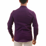 Reversible French Cuff Dress Shirt // Purple Paisley Print (5XL)