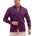 Reversible French Cuff Dress Shirt // Purple Paisley Print (XL)