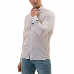 Reversible French Cuff Dress Shirt // White + Navy + Light Blue Polka Dots Print (2XL)