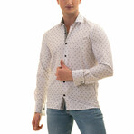 Reversible French Cuff Dress Shirt //White + Black Contrast Pattern (L)