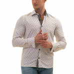 Reversible French Cuff Dress Shirt //White + Black Contrast Pattern (XL)