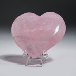 Genuine Polished Rose Quartz Heart With A Black Velvet Pouch // 110g