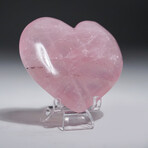 Genuine Polished Rose Quartz Heart with velvet pouch V.1