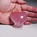 Genuine Polished Rose Quartz Heart With A Black Velvet Pouch // 57.5g