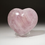 Genuine Polished Rose Quartz Heart with Acrylic Display Stand