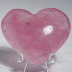 Genuine Polished Rose Quartz Heart With A Black Velvet Pouch