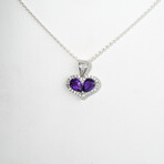 Genuine Amethyst Heart Pendant with Sterling Silver Necklace