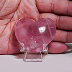 Genuine Polished Rose Quartz Heart with velvet pouch V.3