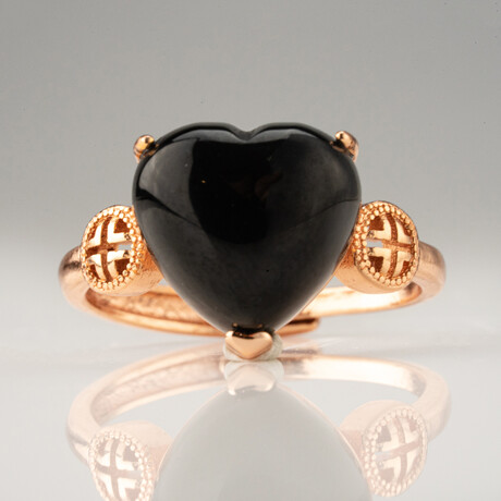 Heart Shaped Rainbow Obsidian in Adjustable Ring // Size 5-9