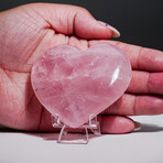 Genuine Polished Rose Quartz Heart With A Black Velvet Pouch // 110g