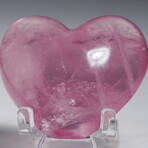 Genuine Polished Rose Quartz Heart With A Black Velvet Pouch // 41.3g