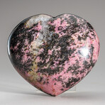 Genuine Polished Imperial Rhodonite Heart with Acrylic Display Stand V.2