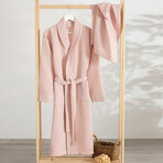 Men'S Bathrobe & Hair Towel // Soho // Powder Pink (S/M)