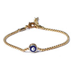 Gold Evil Eye Chain Bracelet // Adjustable 7" - 7.75"