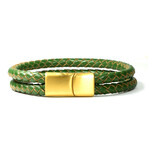 Cash Green Leather Bracelet // 7.75"