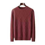 Diamond Pattern Crewneck Cashmere Sweater // Red (3XL)