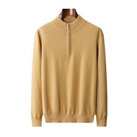 Quarter Zip Cashmere Sweater // Mustardk (S)