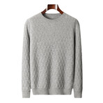 Smal Diamond Crewneck Cashmere Sweater // Light Gray (M)
