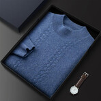 Mock-Turtleneck Cashmere Sweater // Blue (M)