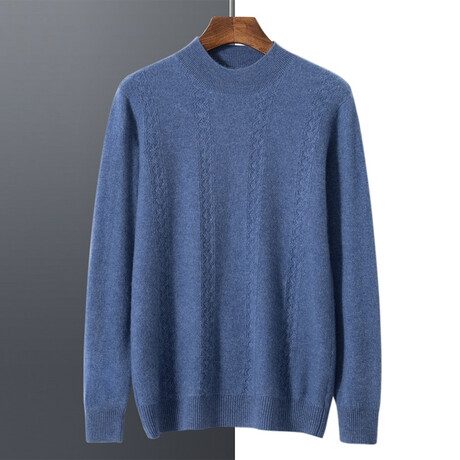 Mock-Turtleneck Cashmere Sweater // Blue (S)