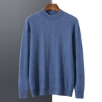 Mock-Turtleneck Cashmere Sweater // Blue (XL)
