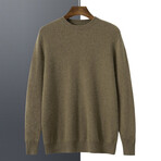 Birds Eye Crewneck Cashmere Sweater // Olive Green (L)