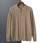 Zip-Neck Cashmere Sweater // Beige (M)