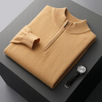 Quarter Zip Cashmere Sweater // Mustardk (3XL)